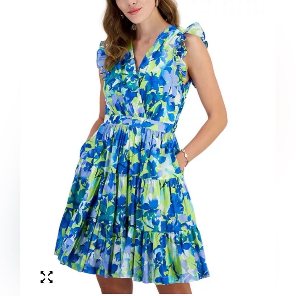 Taylor Vibrant Blue and Green Mini Dress